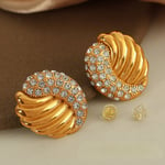 Gold color / 1 Pair Luxurious Series Retro Geometric Stainless Steel  Gold Color Rhinestone Women's Stud Earrings Picture2